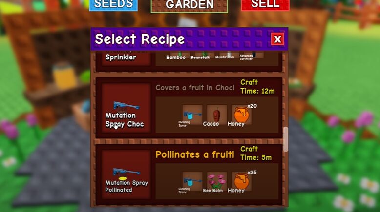 How to Craft Shocked and Choc Mutation Sprays in Grow a Garden